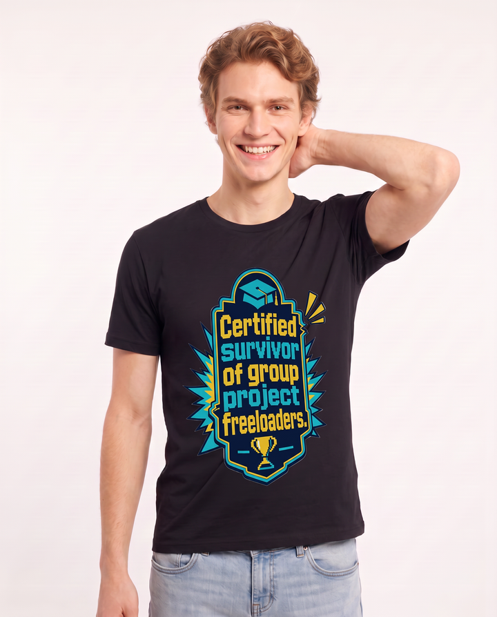 Graduation Gift Men's Black T-Shirt - Certified survivor of group product image 3