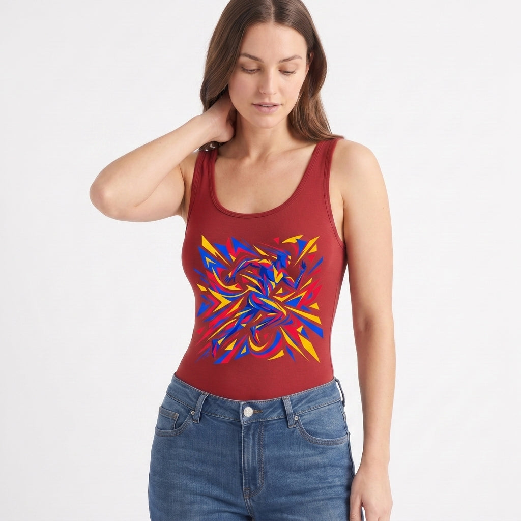 Round Neck Sleeveless Round-Neck Tank Bodysuit mockup 3