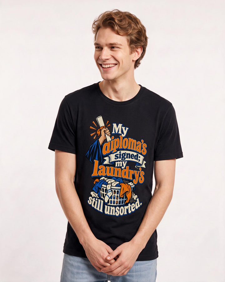 Graduation Black T-Shirt for Men – Everyday Expression Graphic Tee product image 1