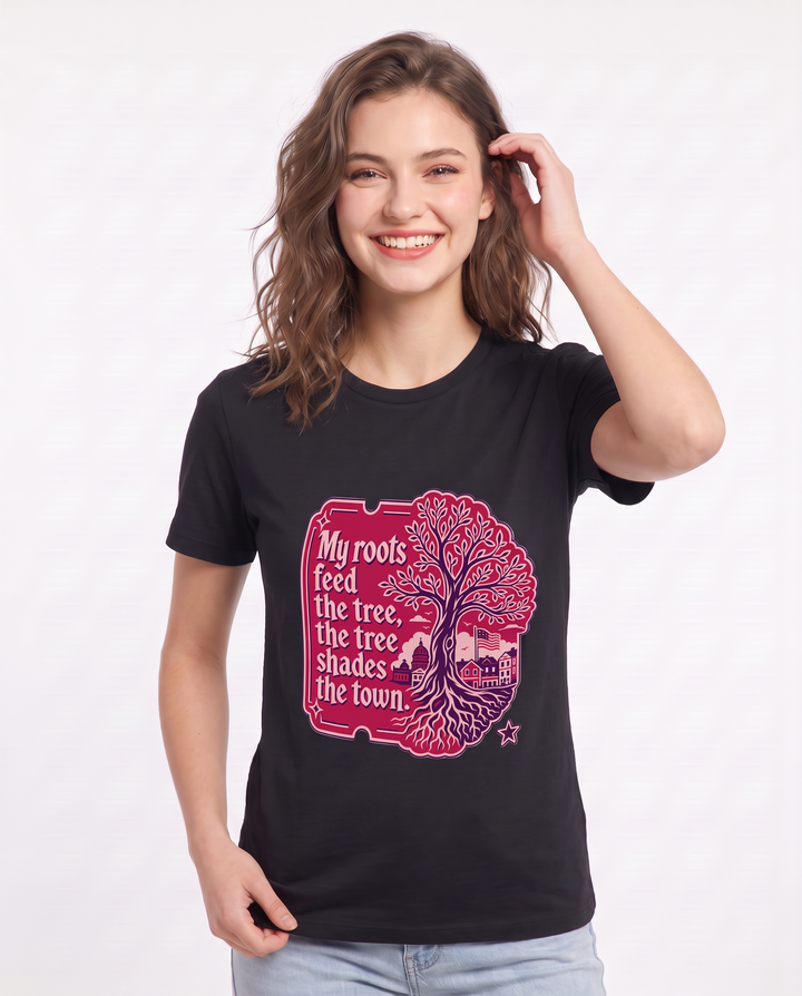 Graphic Women's Black T-Shirt - My roots feed the tree, the tree product image 3