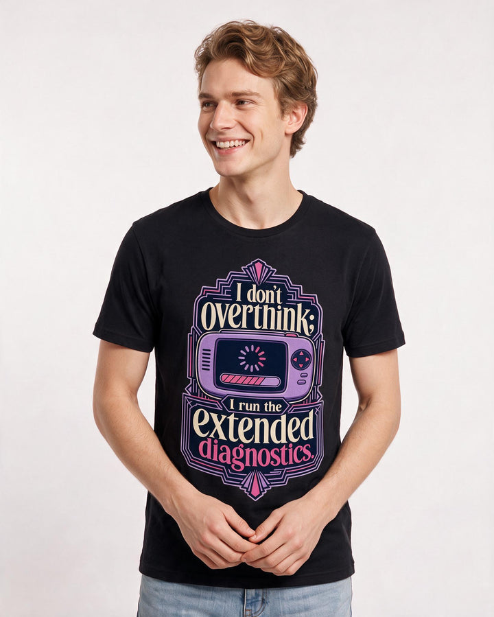 Neurodiversity Men's Black T-Shirt – I don't overthink; I run the extended product image 3