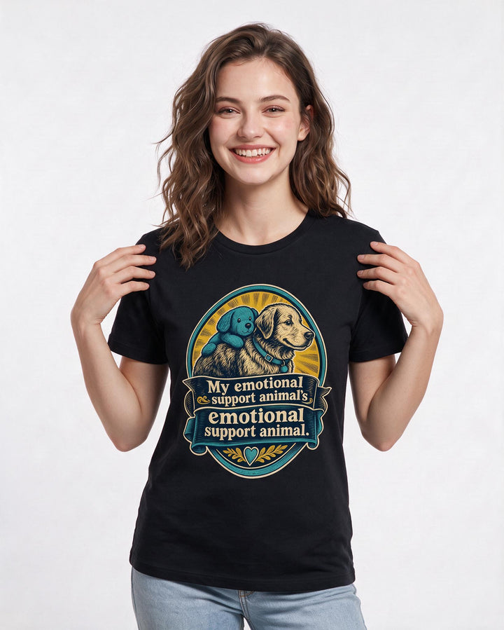 Funny Cat Lover Women's Black T-Shirt – My emotional support animal's product image 3