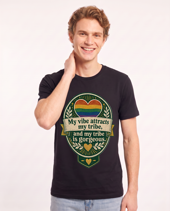 Graphic Men's Black T-Shirt - My vibe attracts my tribe, and my tribe product image 3