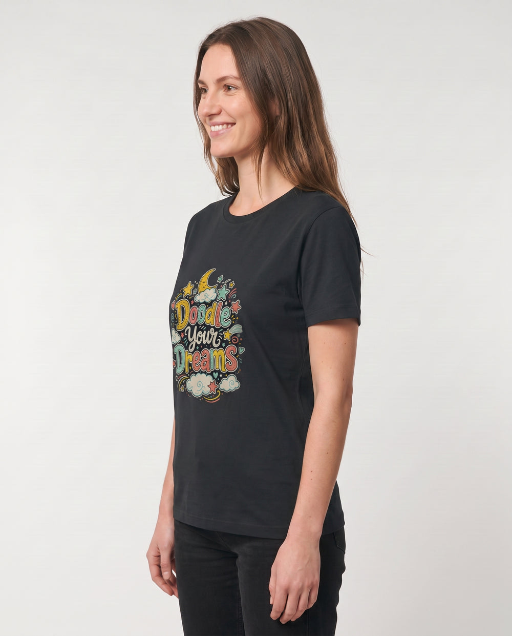 Doodle Your Dreams Black T-Shirt mockup 2