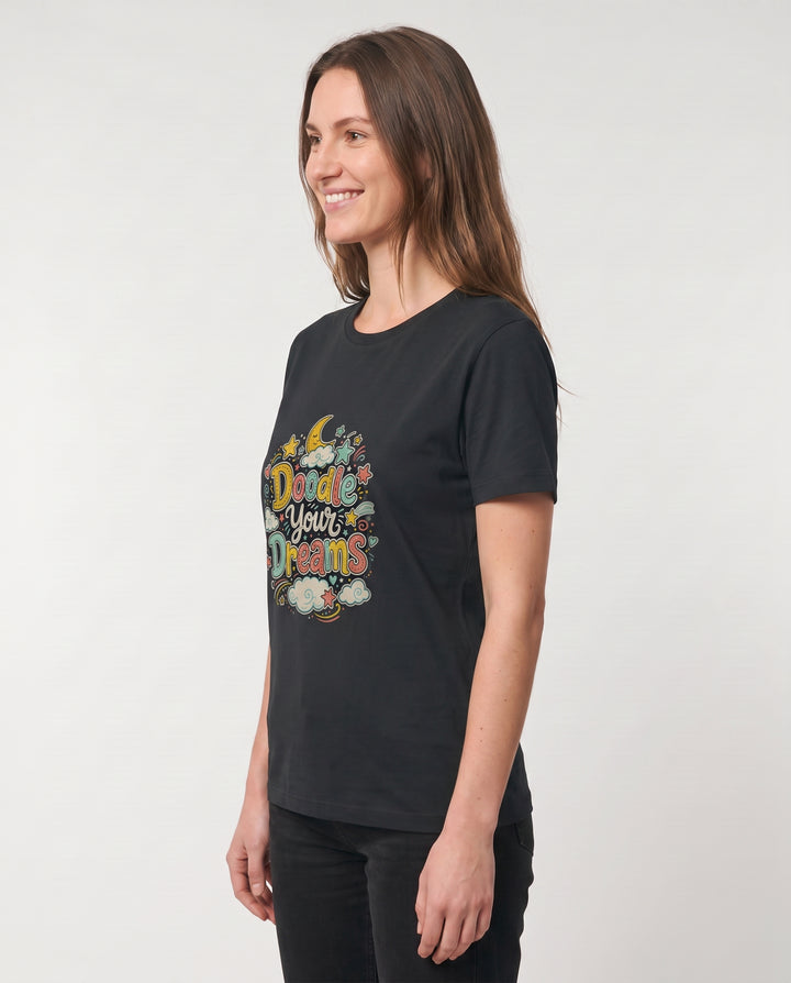 Doodle Your Dreams Black T-Shirt mockup 2
