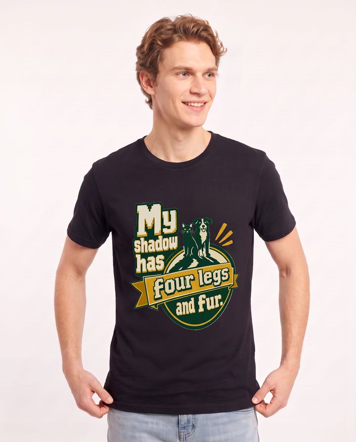 Graphic Men's Black T-Shirt - My shadow has four legs and fur. product image 3