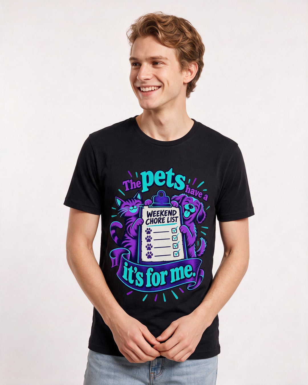Cat Lover Black T-Shirt for Men – Everyday Expression Graphic Tee product image 1