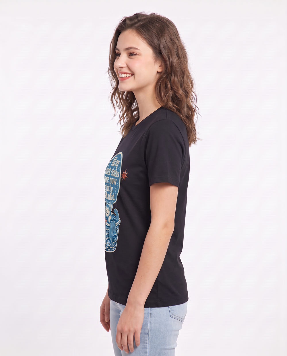 Graphic Women's Black T-Shirt - All my dark clothes are now lightly product image 2