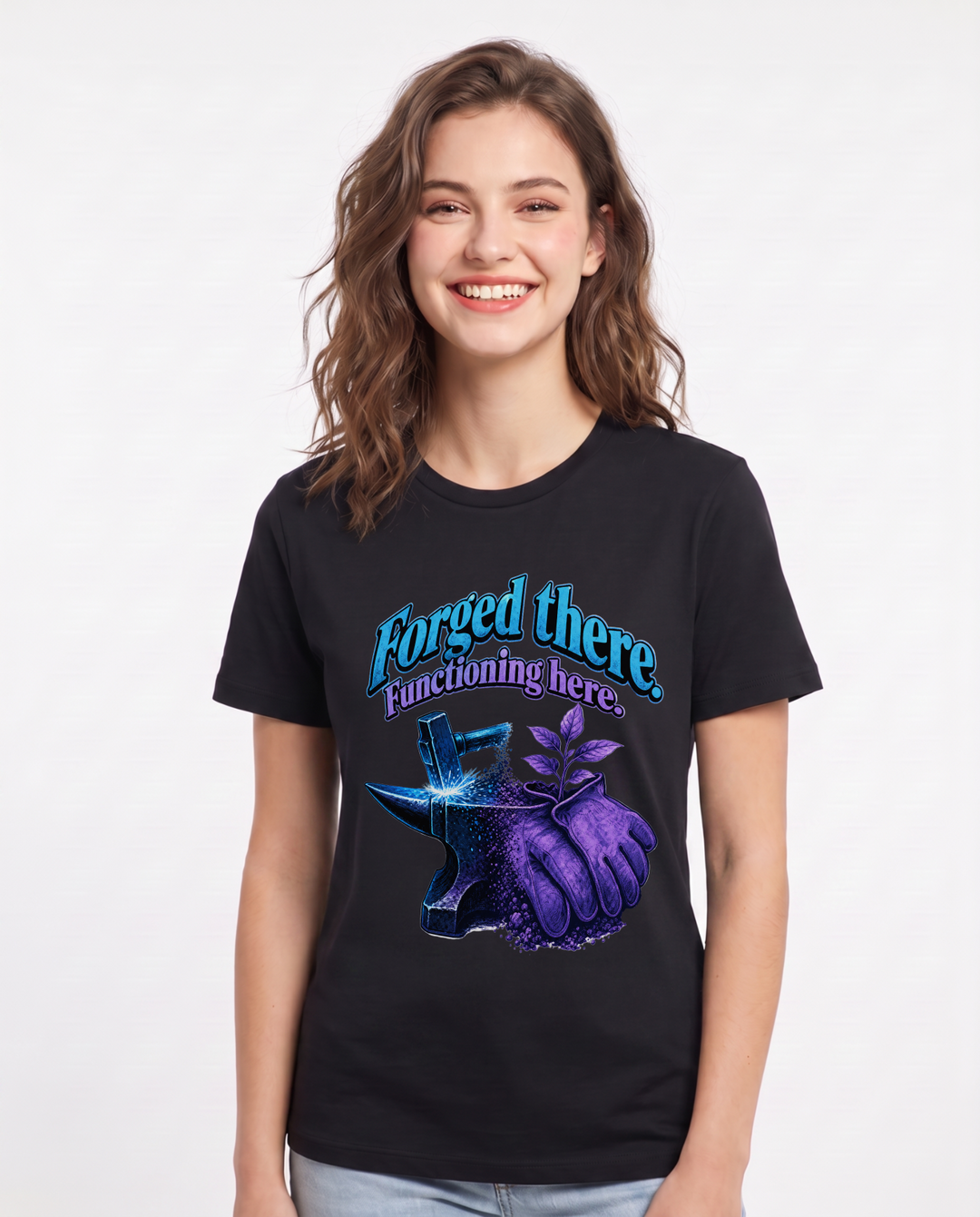 Veteran Women's Black T-Shirt – Forged there. Functioning here. product image 1