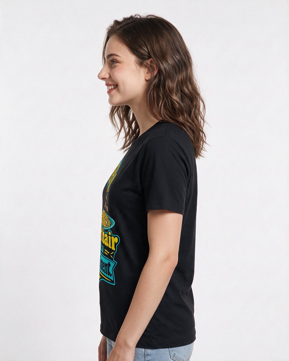 Cat Lover Black T-Shirt for Women – Everyday Expression Graphic Tee product image 2