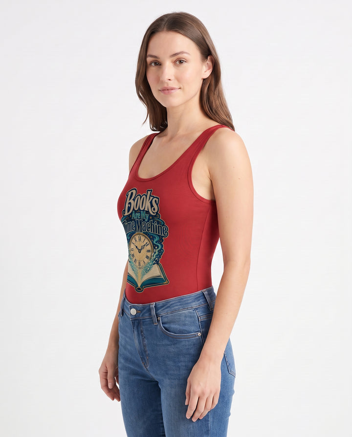 Books Are My Time Machine Sleeveless Tank Bodysuit mockup 2