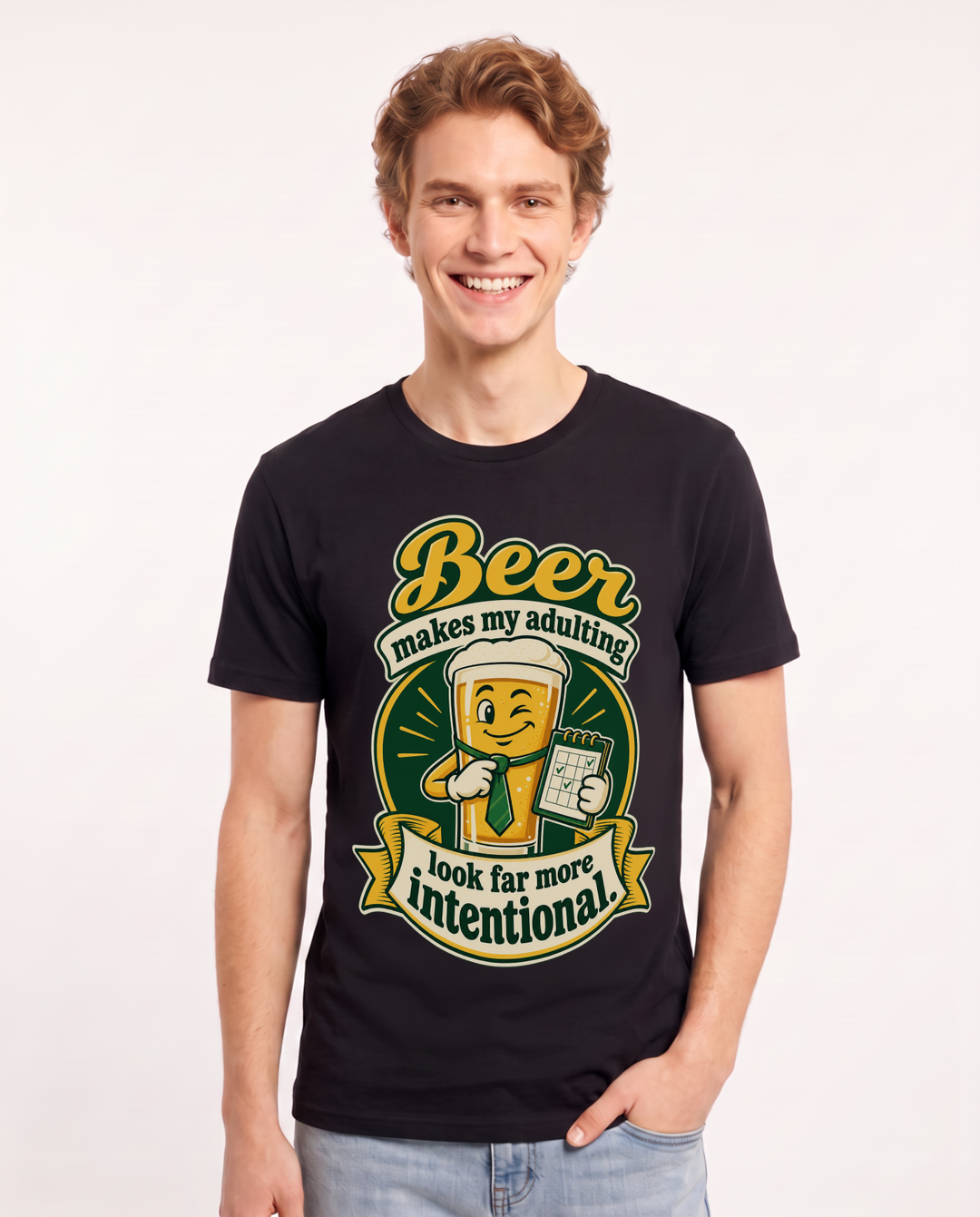 Beer Black T-Shirt for Men – Everyday Expression Graphic Tee product image 3