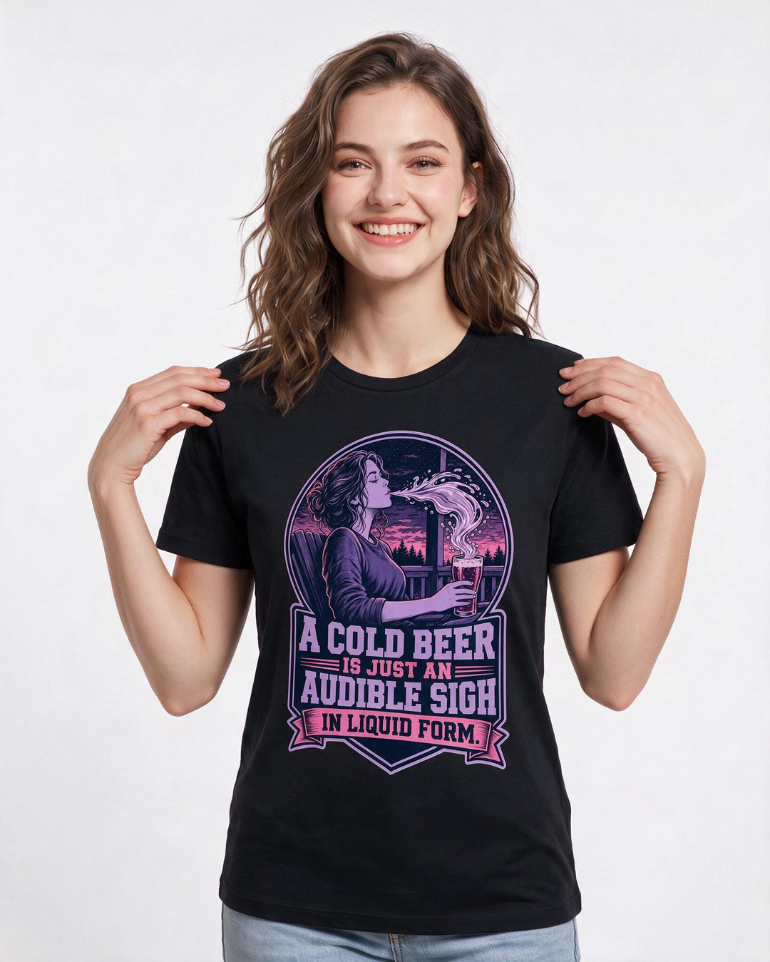 Beer Black T-Shirt for Women – Everyday Expression Graphic Tee product image 1