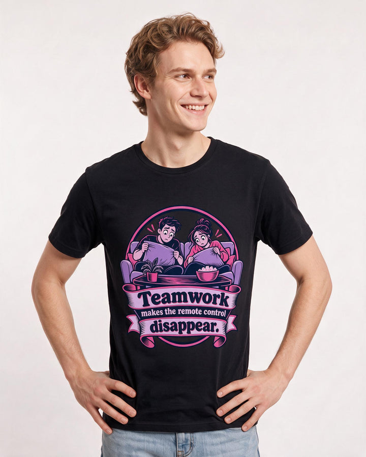 Couples Black T-Shirt for Men – Everyday Expression Graphic Tee product image 1