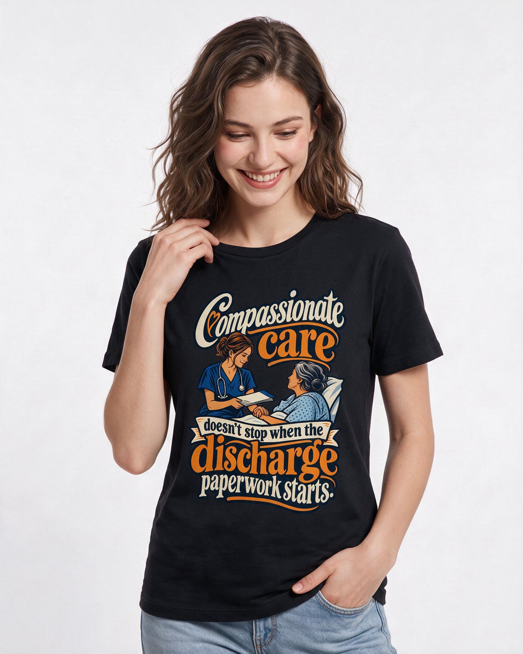 Nurse Black T-Shirt for Women – Nursing Life Graphic Tee product image 1