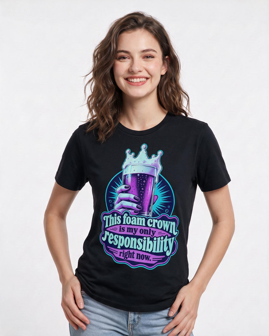 Beer Black T-Shirt for Women – Everyday Expression Graphic Tee product image 1