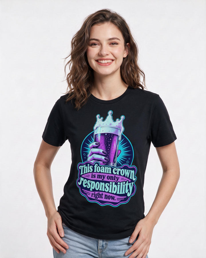 Beer Black T-Shirt for Women – Everyday Expression Graphic Tee product image 1