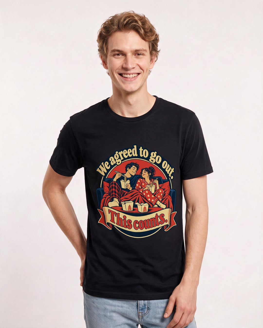 Couples Black T-Shirt for Men – Everyday Expression Graphic Tee product image 1