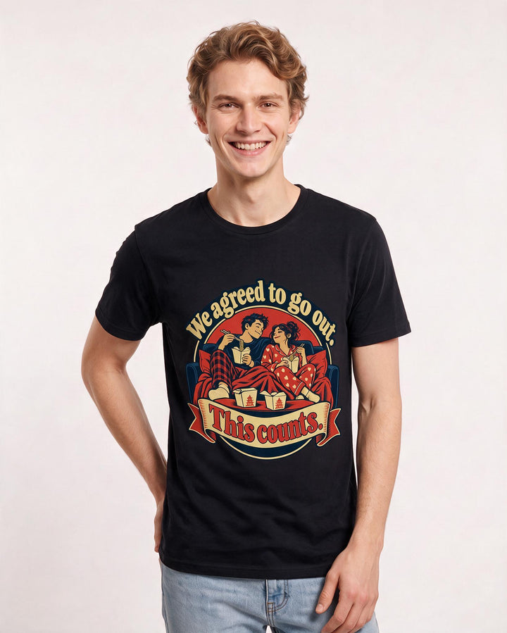 Couples Black T-Shirt for Men – Everyday Expression Graphic Tee product image 1