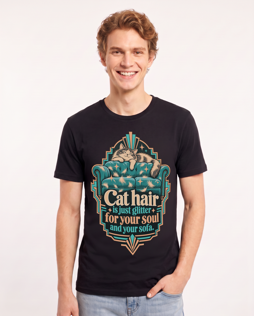 Cat Lover Black T-Shirt for Men – Everyday Expression Graphic Tee product image 3