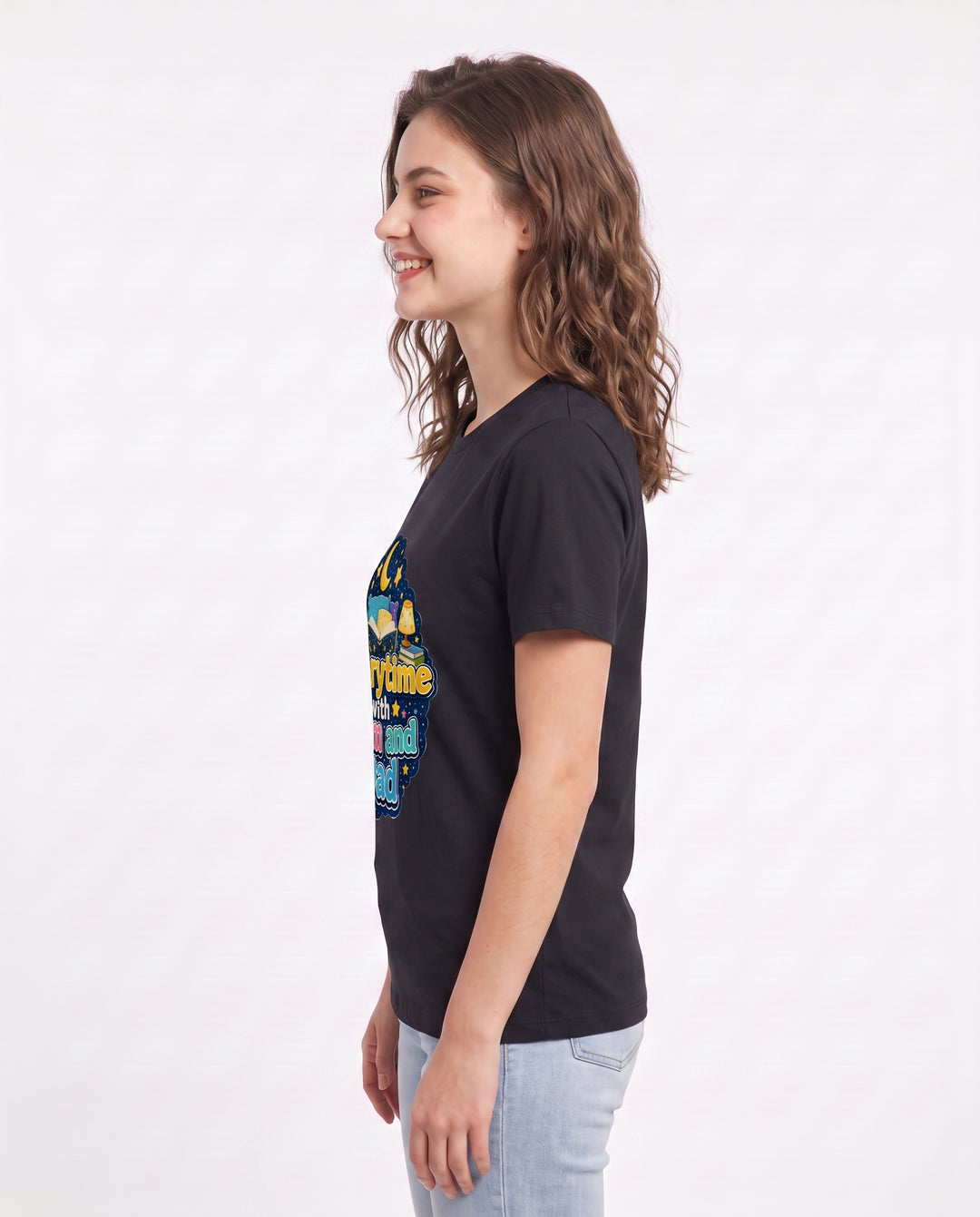 Storytime with Mom and Dad Women's Black T-Shirt product image 3