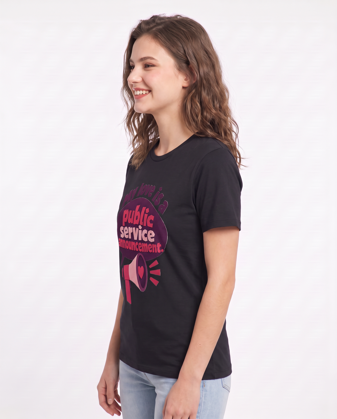 Graphic Women's Black T-Shirt - My love is a public service product image 2