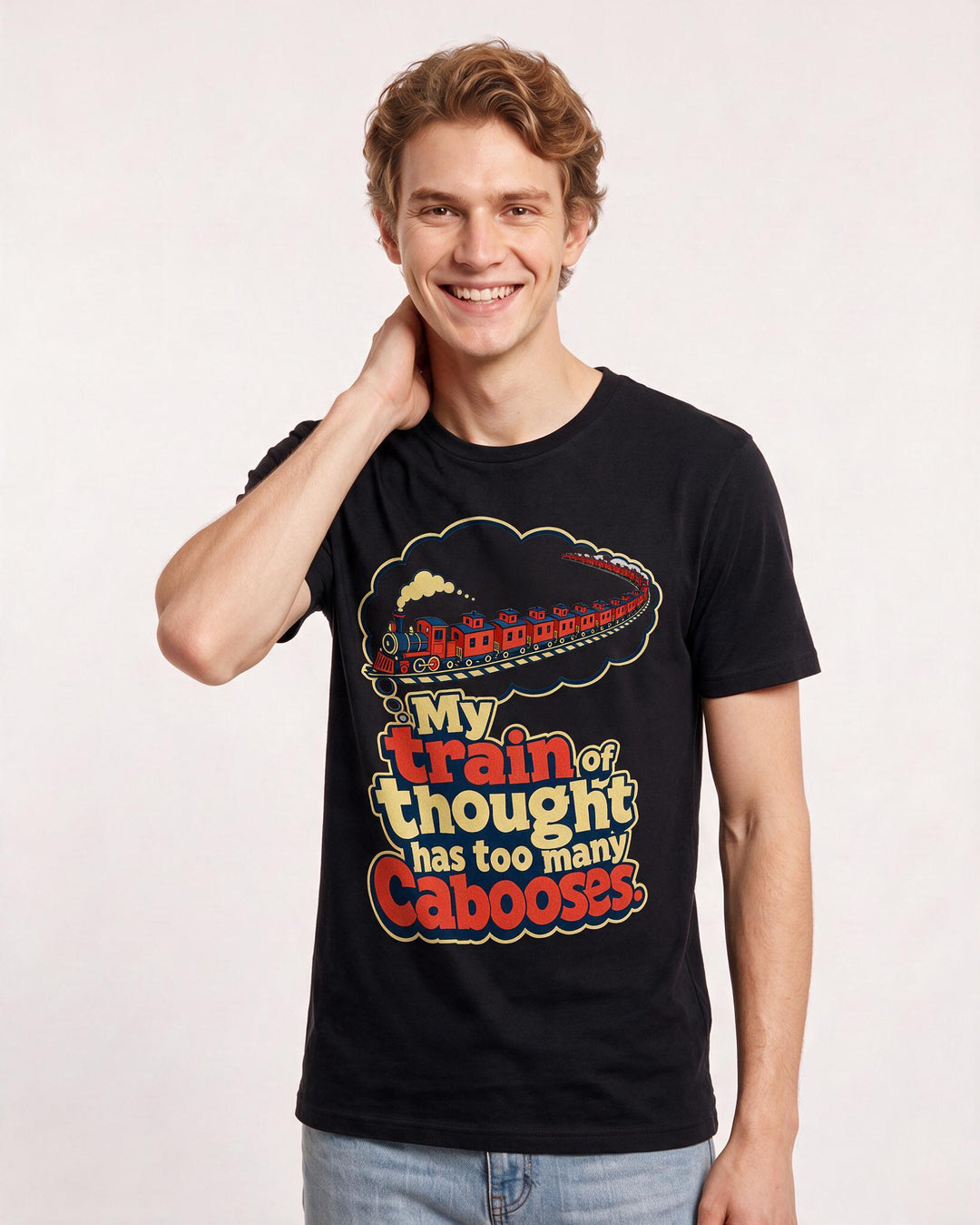 Neurodiversity Men's Black T-Shirt – My train of thought has too many product image 3