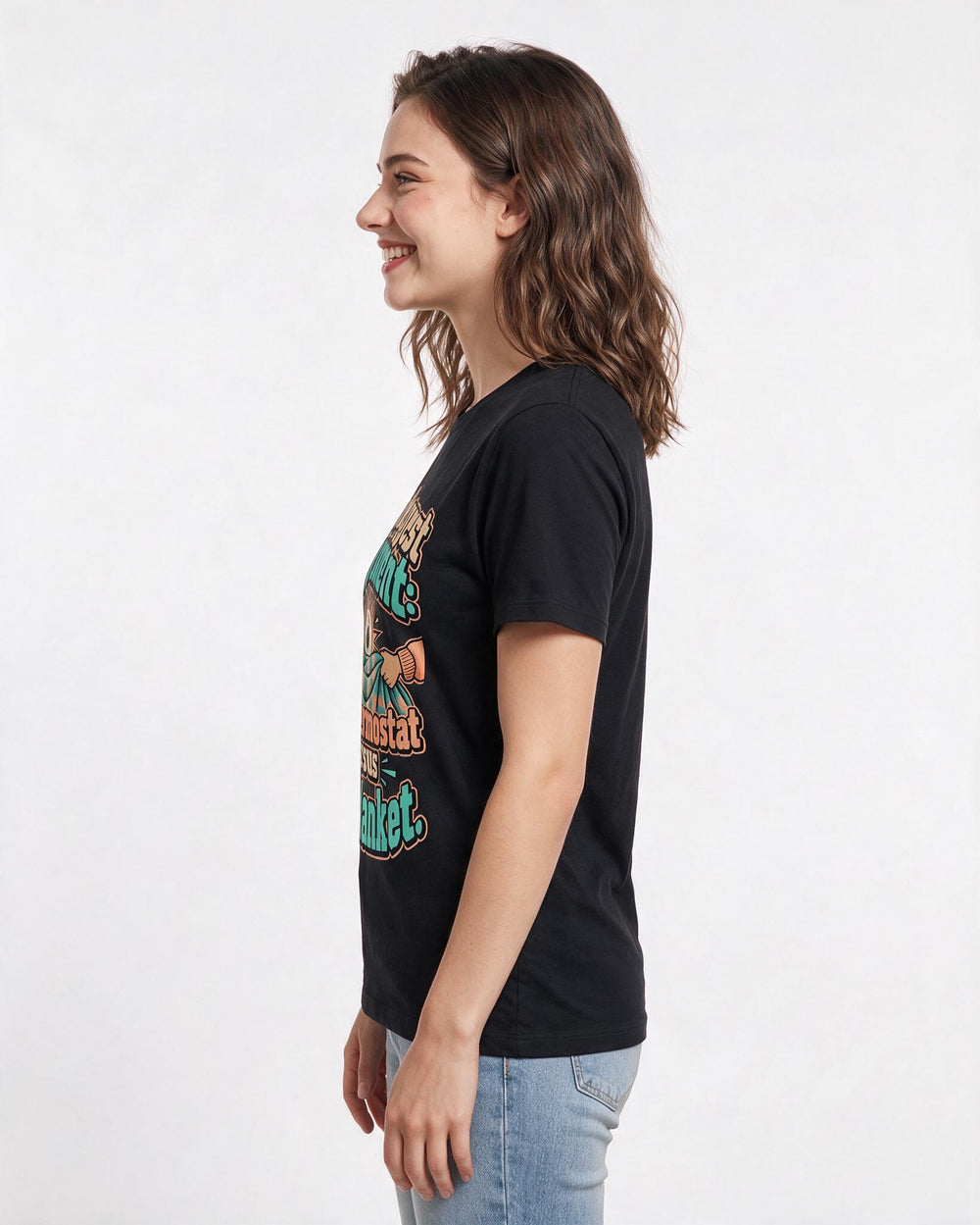 Couples Black T-Shirt for Women – Everyday Expression Graphic Tee product image 2