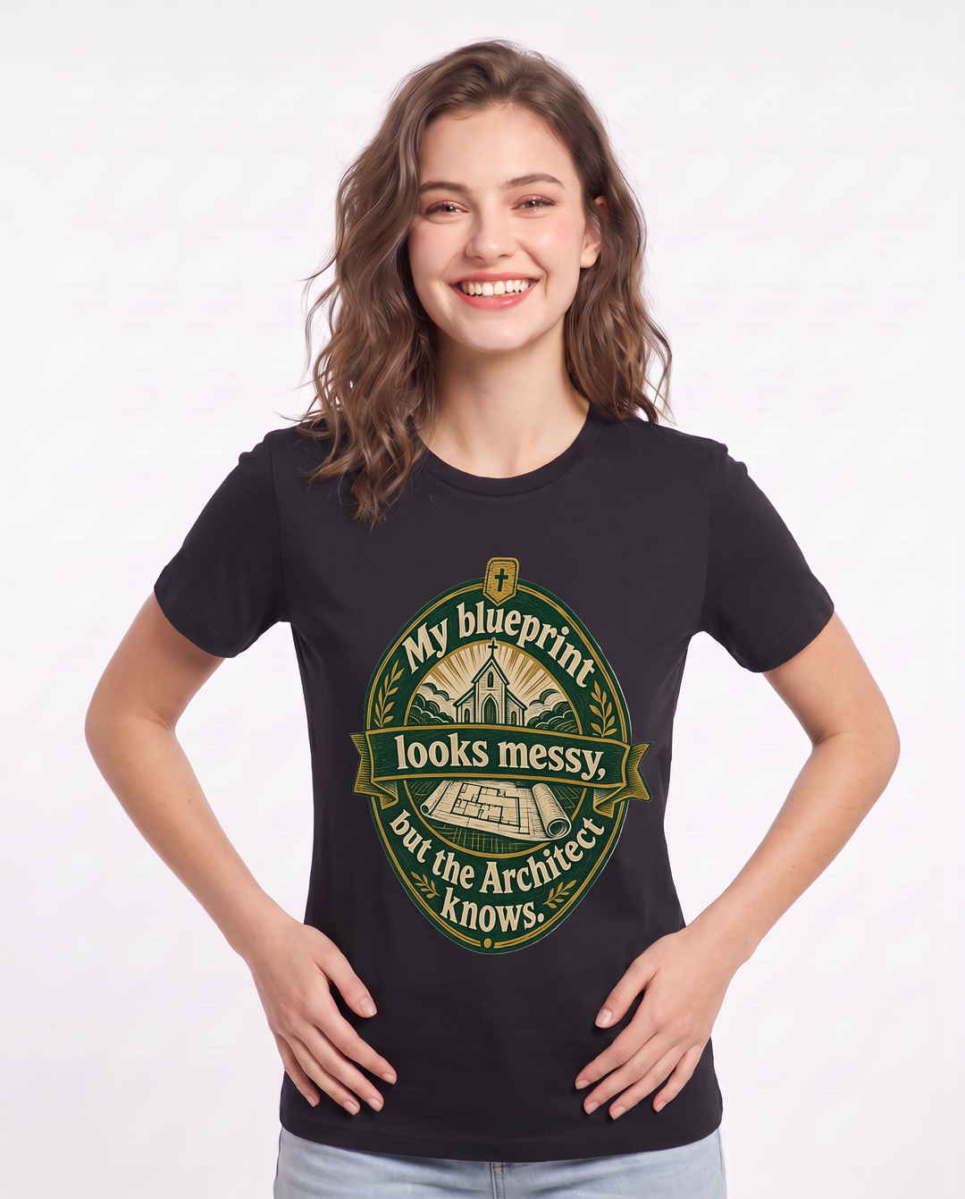 Graphic Women's Black T-Shirt - My blueprint looks messy, but the product image 3