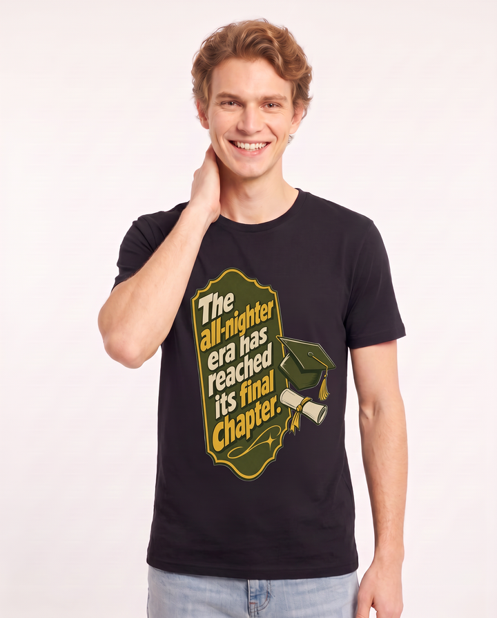 Graduation Gift Men's Black T-Shirt - The all-nighter era has reached product image 3