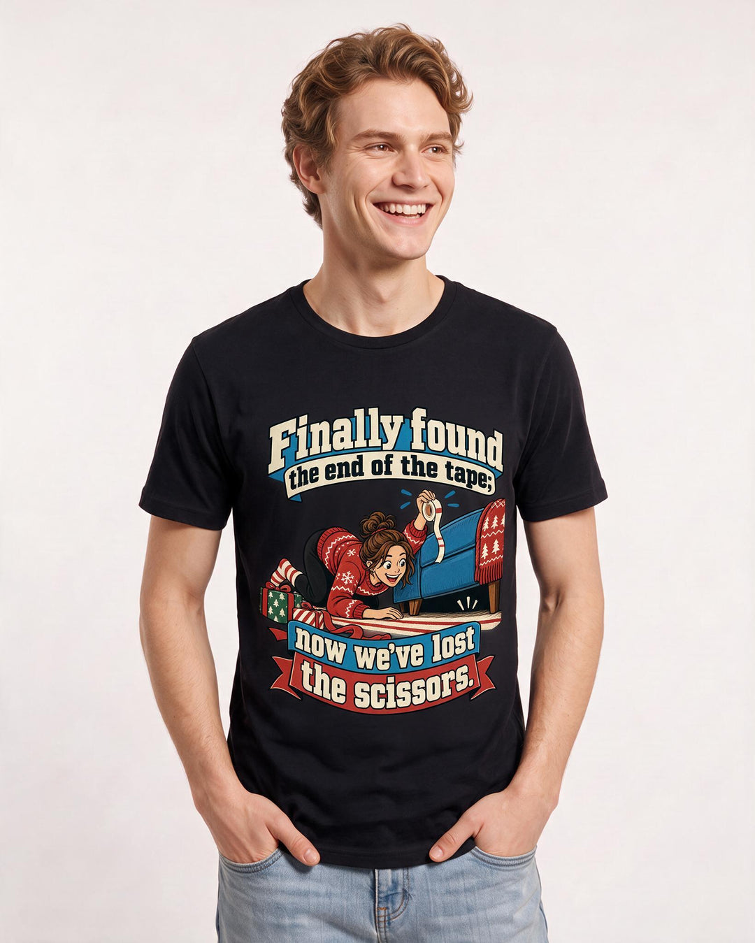 Christmas Black T-Shirt for Men – Holiday Theme Graphic Tee product image 1
