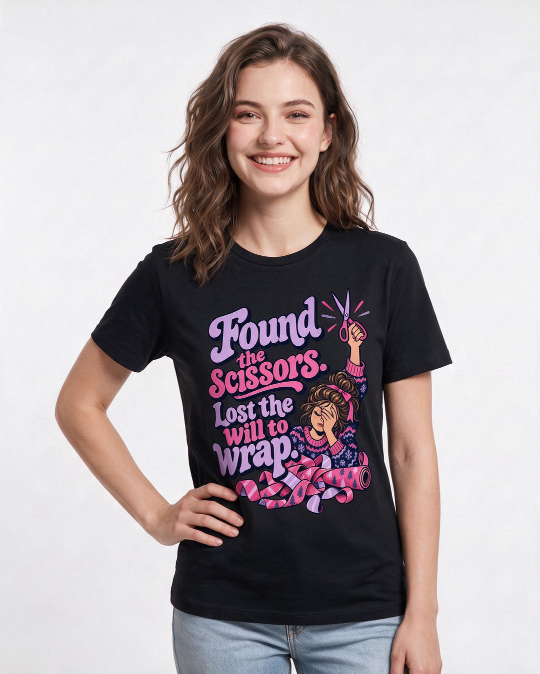 Christmas Black T-Shirt for Women – Holiday Theme Graphic Tee product image 1
