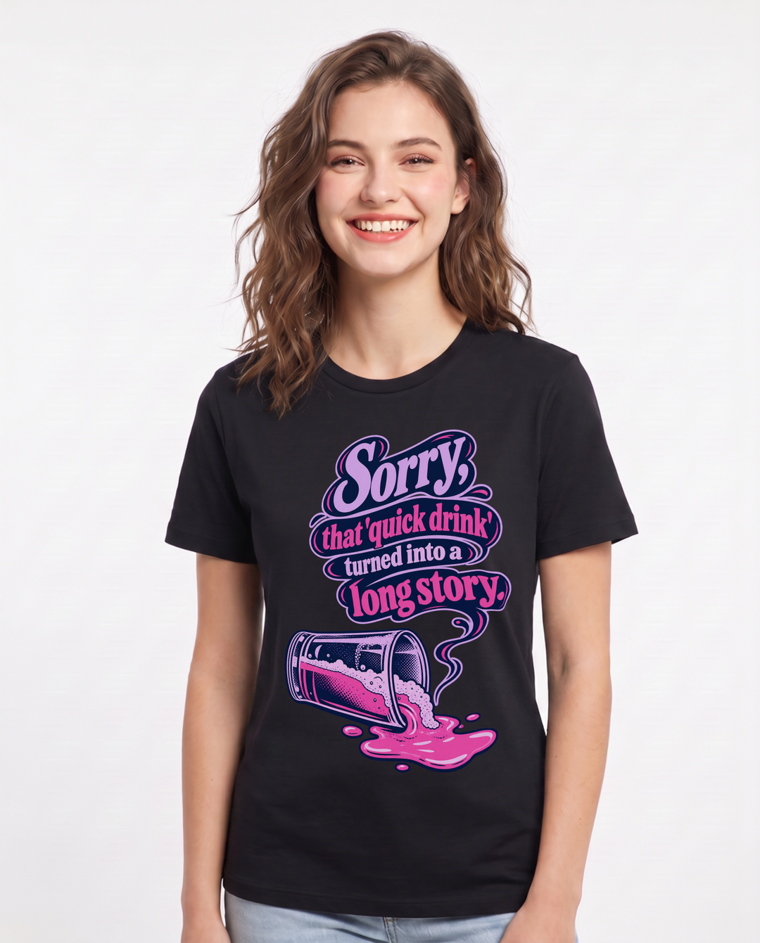 Beer Black T-Shirt for Women – Everyday Expression Graphic Tee product image 3