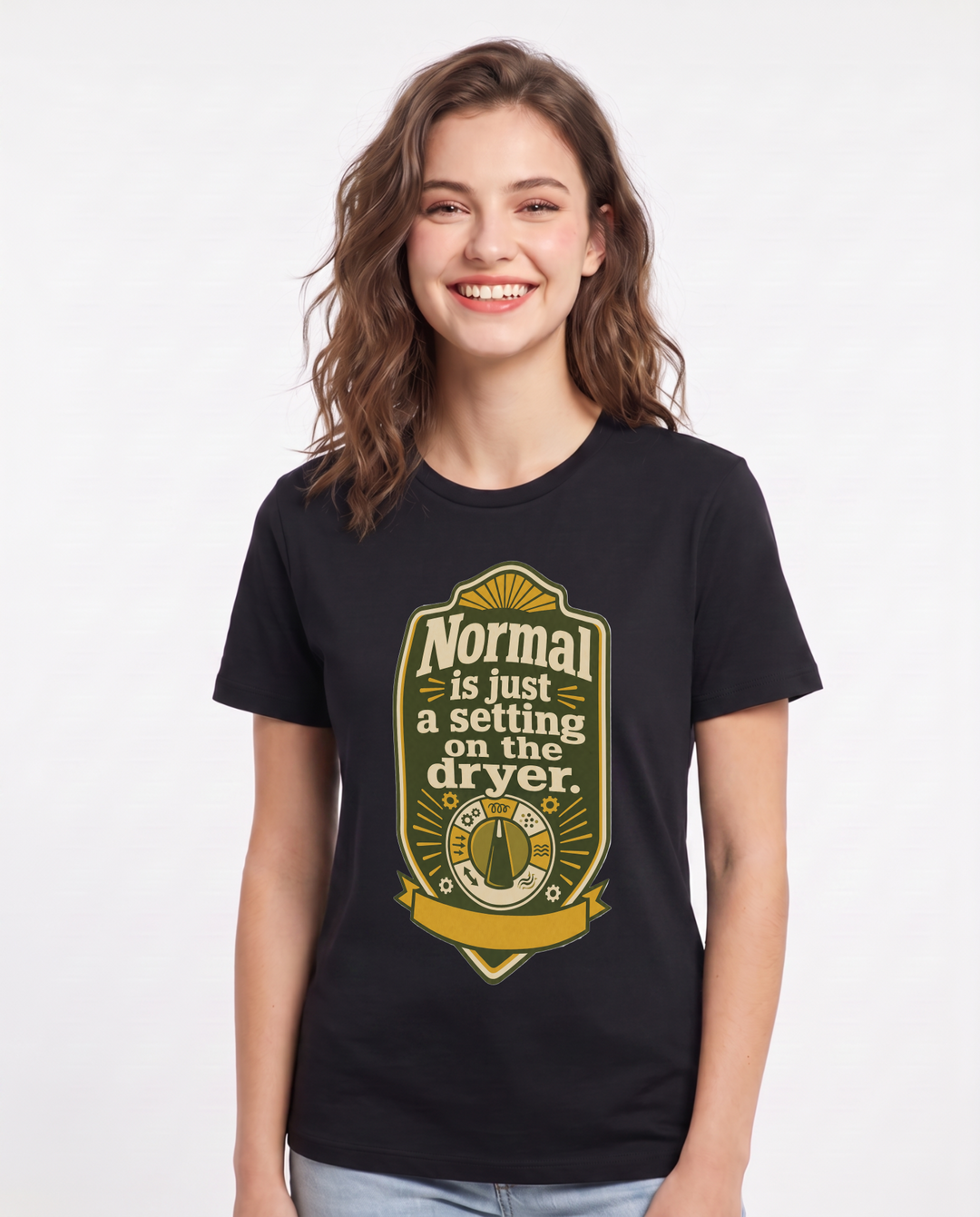 Graphic Women's Black T-Shirt - Normal is just a setting on the dryer. product image 1