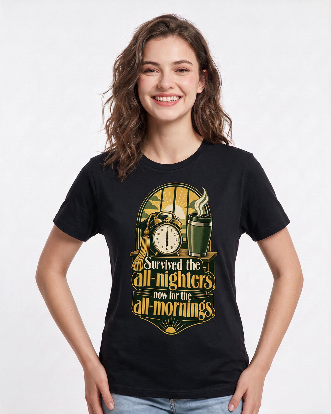 Graduation Black T-Shirt for Women – Everyday Expression Graphic Tee product image 1