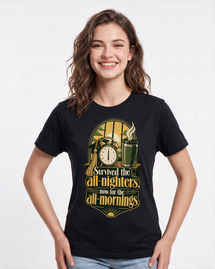 Graduation Black T-Shirt for Women – Everyday Expression Graphic Tee product image 1