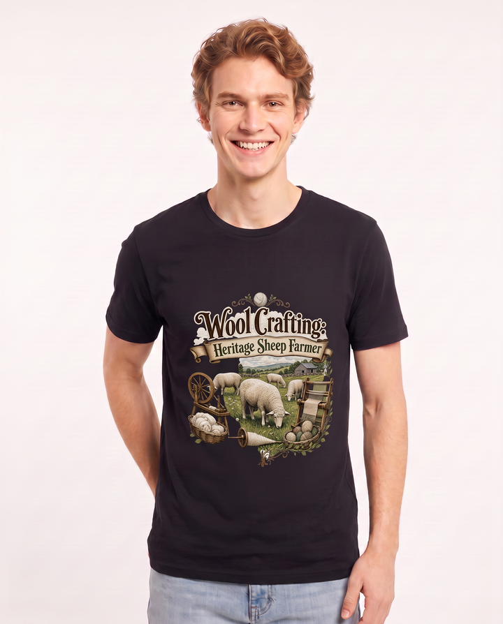 Wool Crafting: Heritage Sheep Farmer Men's Black T-Shirt product image 1