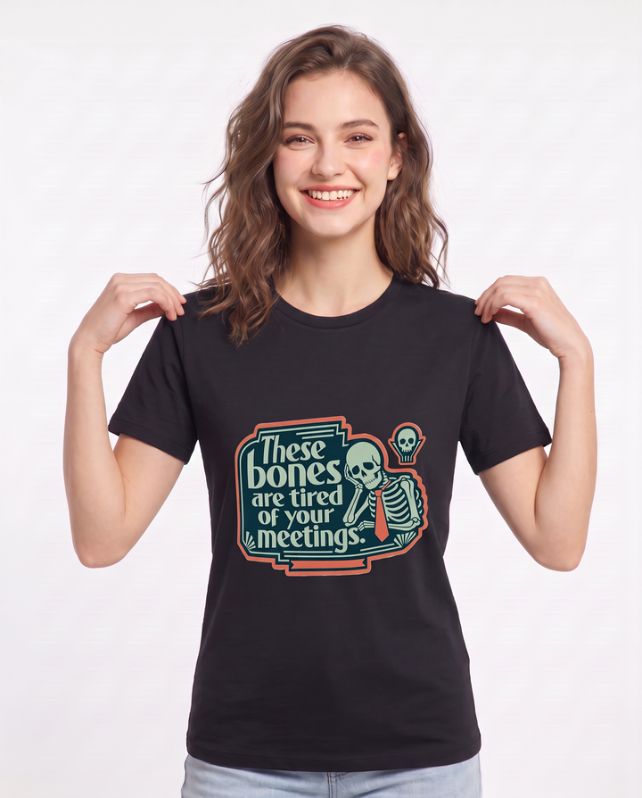 Halloween Women's Black T-Shirt - These bones are tired of your product image 3