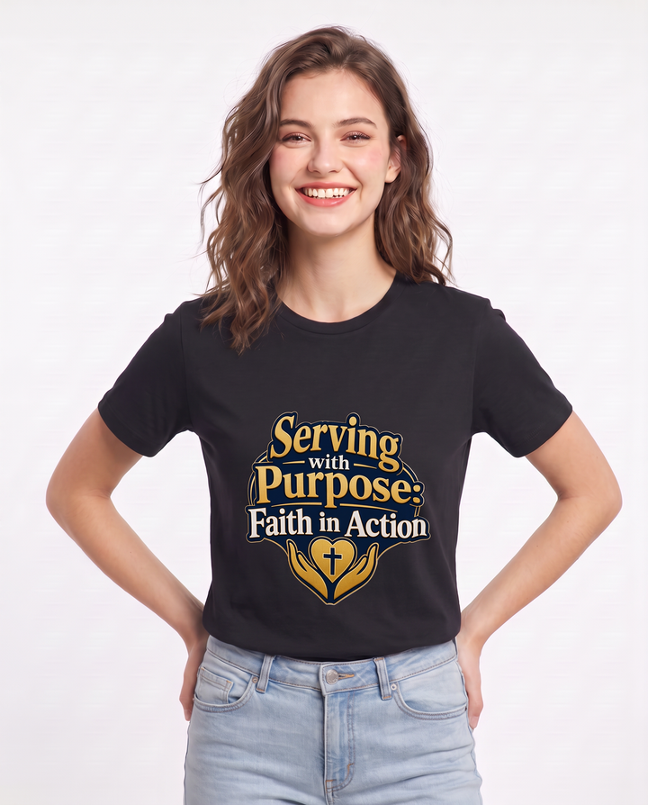 Serving with Purpose: Faith in Action Women's Black T-Shirt product image 1