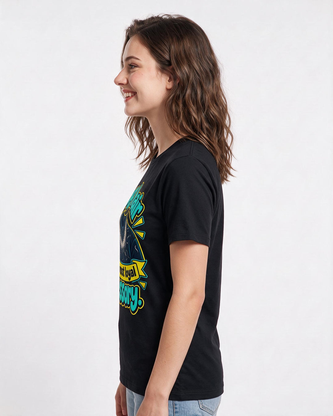 Cat Lover Black T-Shirt for Women – Everyday Expression Graphic Tee product image 2