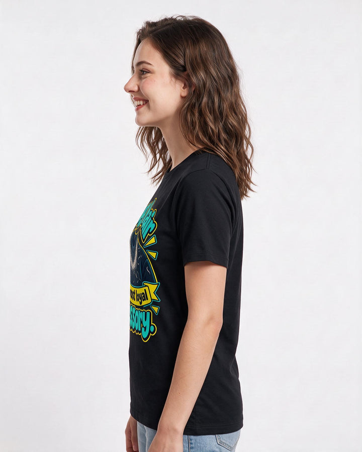 Cat Lover Black T-Shirt for Women – Everyday Expression Graphic Tee product image 2