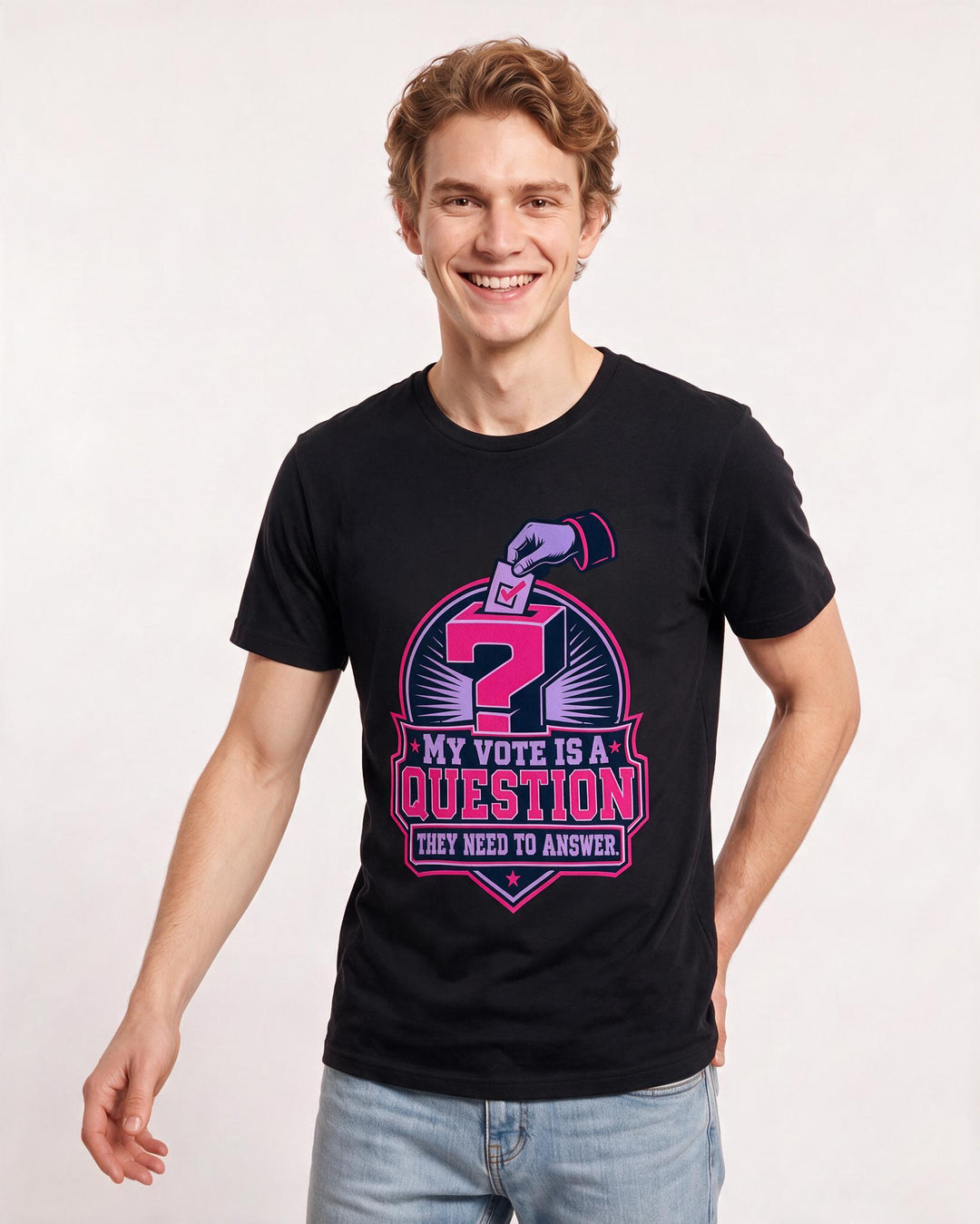 Political Statement Black T-Shirt for Men – Everyday Expression Graphic Tee product image 1