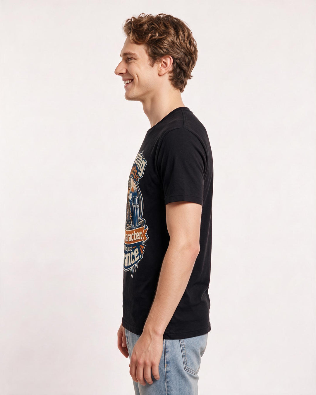 Hunting Men's Black T-Shirt – Freezing quietly builds character, or maybe just tolerance. product image 2