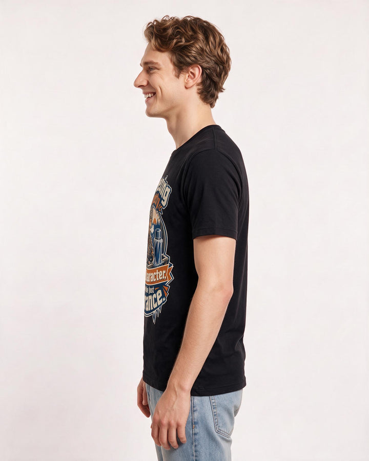 Hunting Men's Black T-Shirt – Freezing quietly builds character, or maybe just tolerance. product image 2
