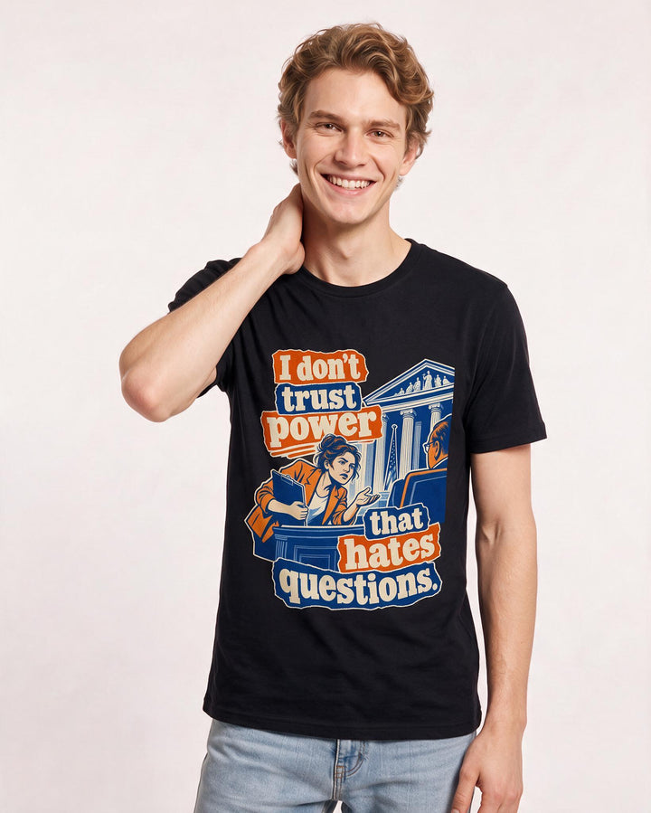 Political Statement Black T-Shirt for Men – Everyday Expression Graphic Tee product image 1
