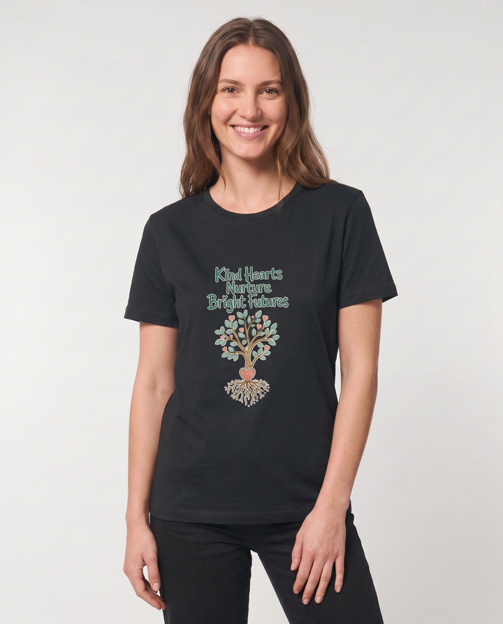 Kind Hearts Nurture Bright Futures Black T-Shirt mockup 1