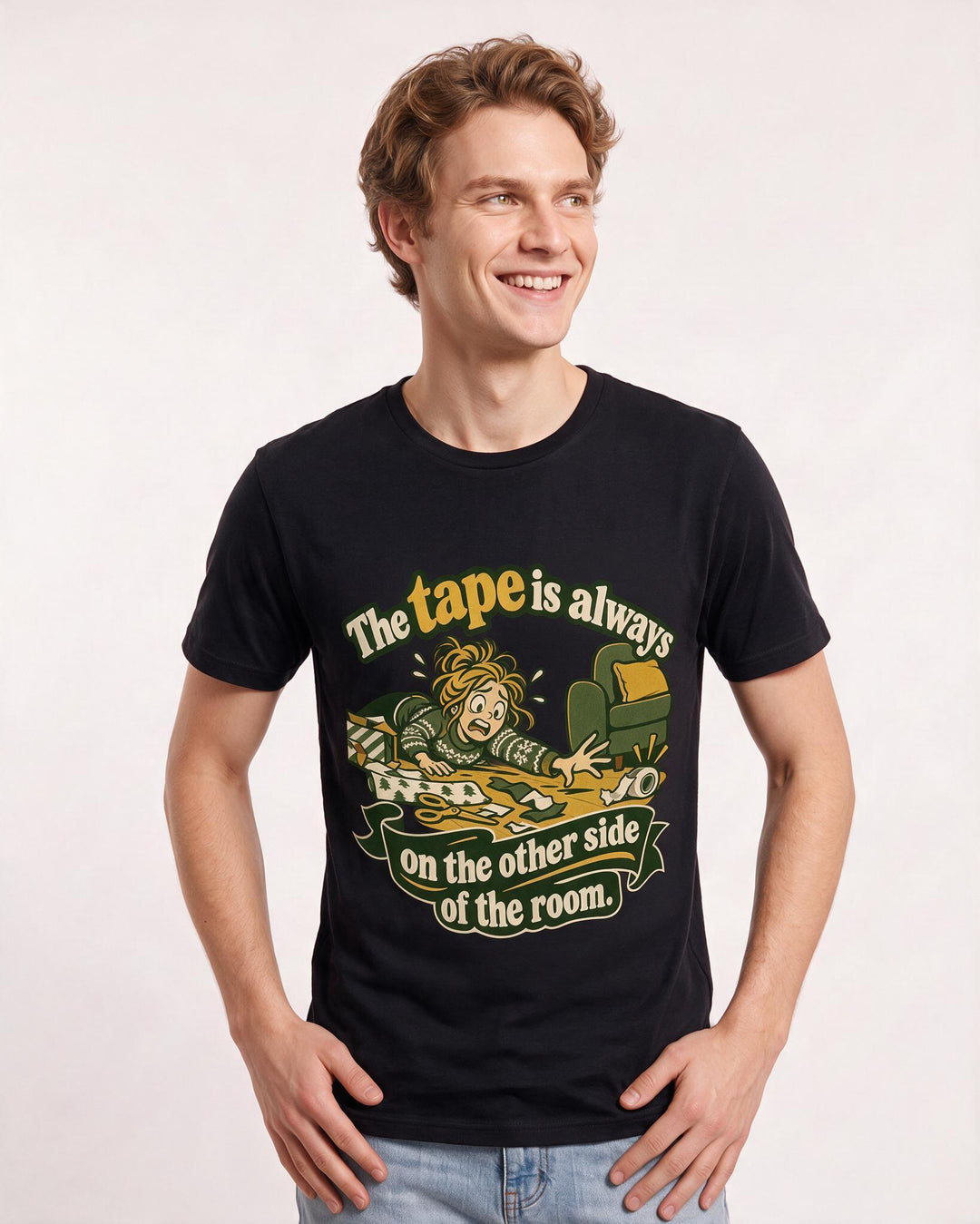 Christmas Black T-Shirt for Men – Holiday Theme Graphic Tee product image 1