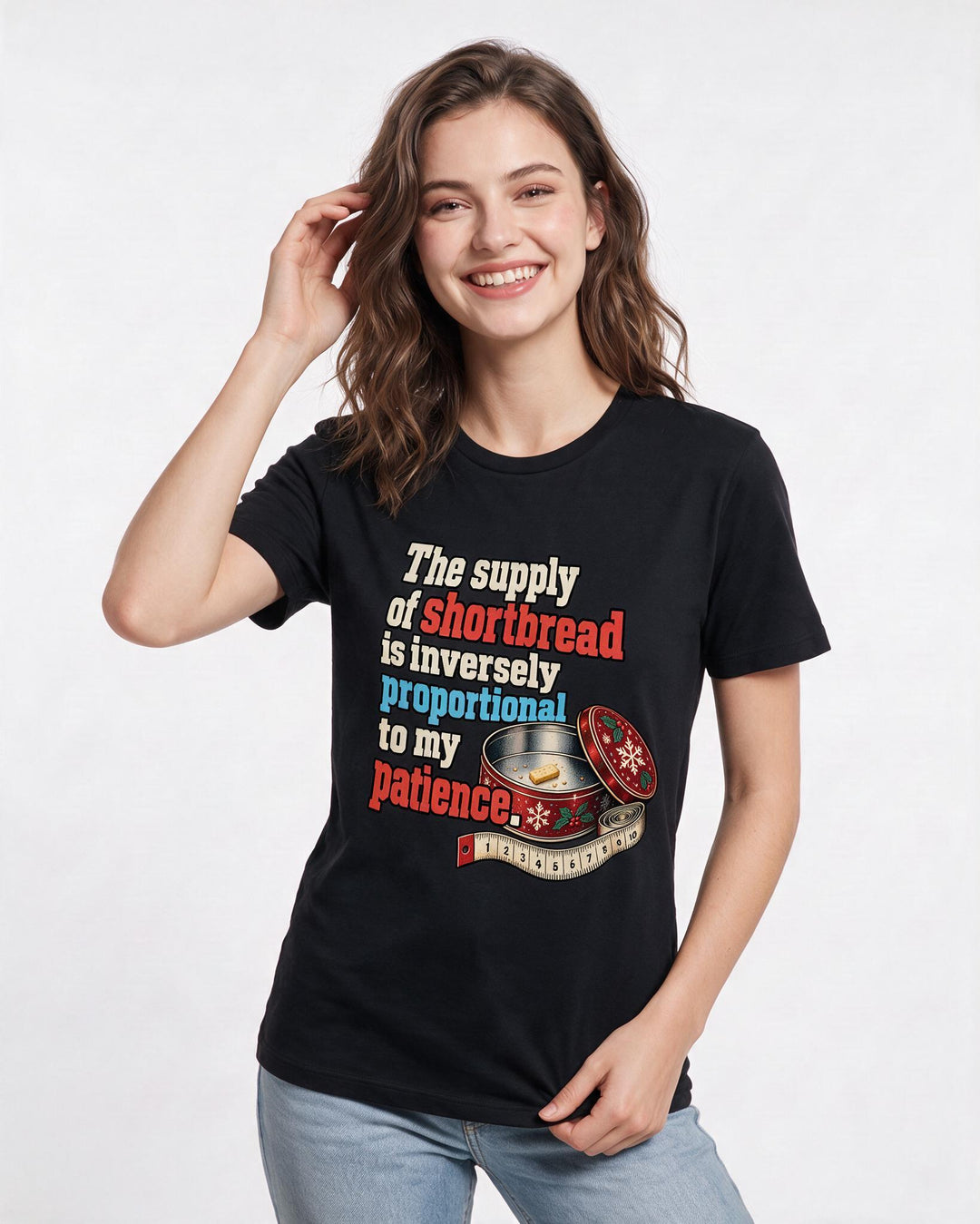 Christmas Black T-Shirt for Women – Holiday Theme Graphic Tee product image 1