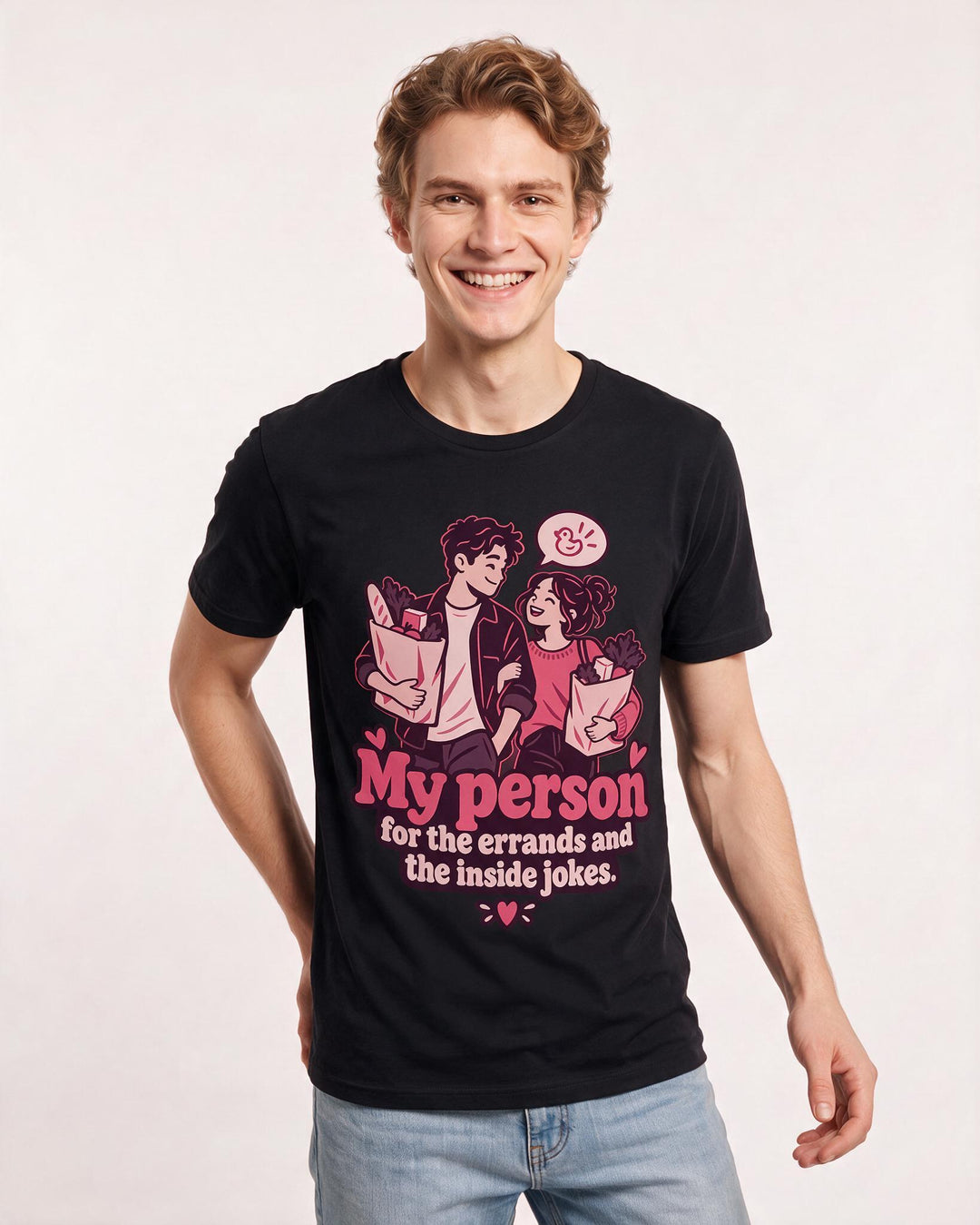Couples Black T-Shirt for Men – Everyday Expression Graphic Tee product image 1