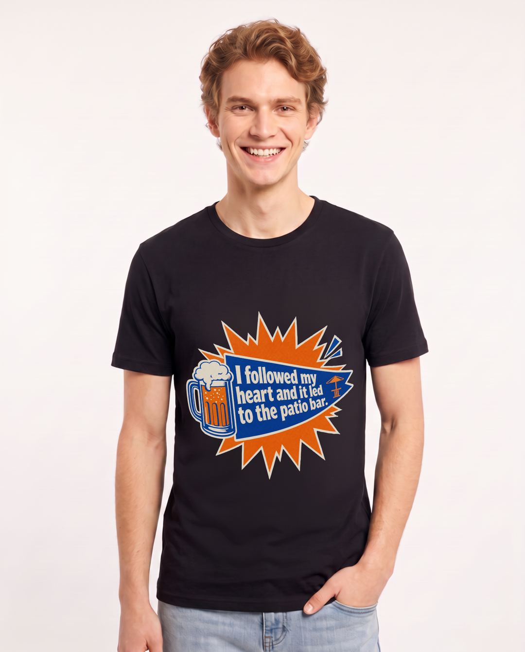 Funny Beer Men's Black T-Shirt - I followed my heart and it led to the product image 1
